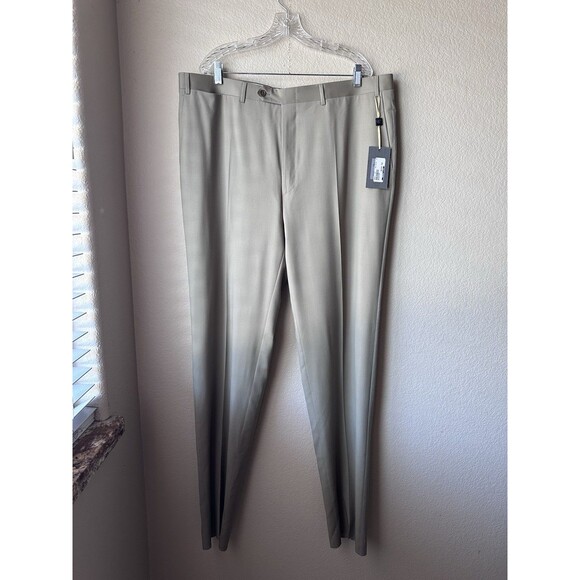 NWT $335 Canali Dietro Pure Wool Flat Front Tan Dress Pants Men’s Size 42 x 38